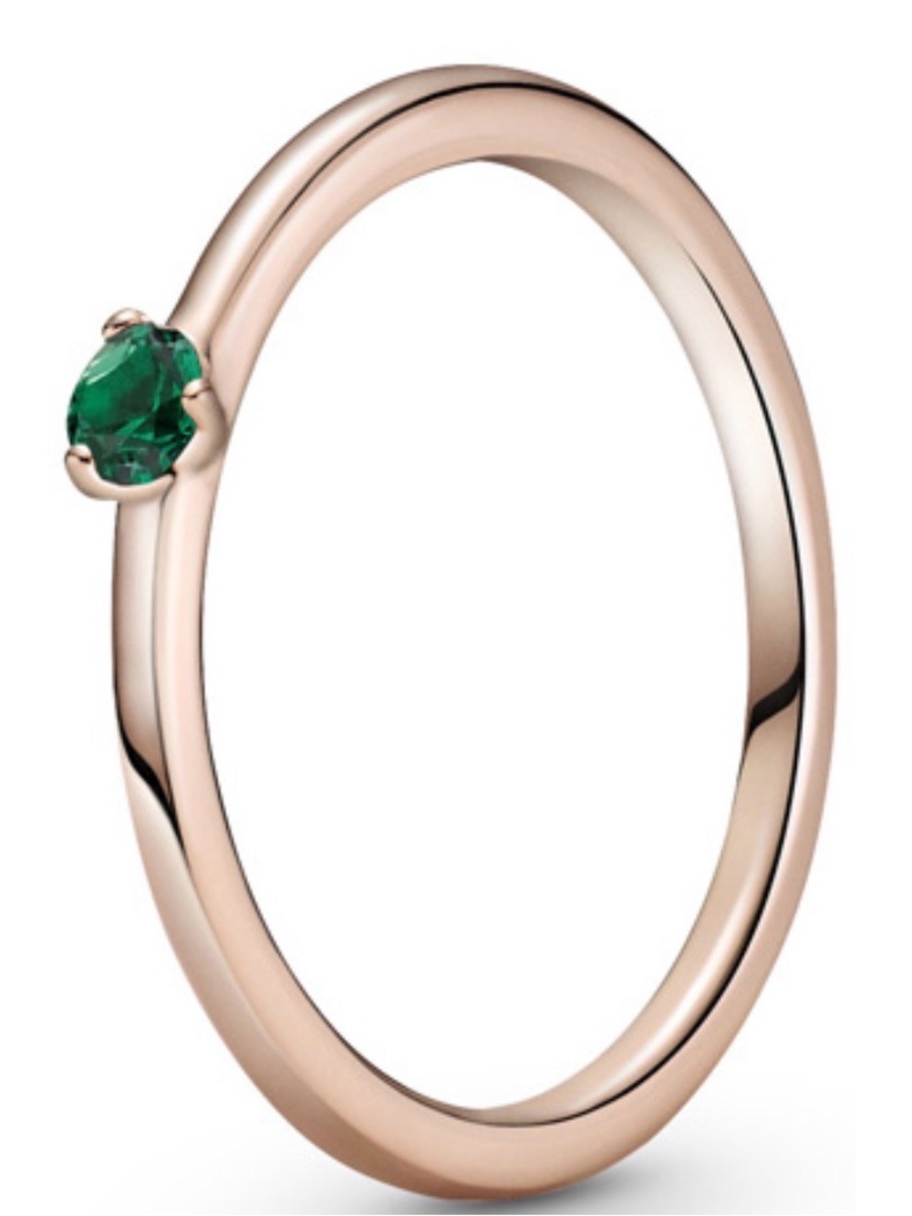 Pandora Rose Gold Ring with Emerald Green Accent